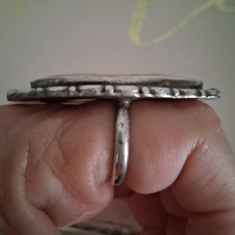 VINTAGE MOTHER OF PEARL RING 925 STERLING SILVER SIZE 8 - Picture 3 of 5